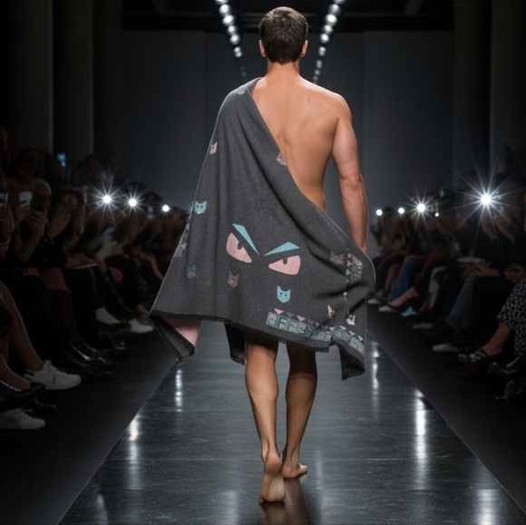 Fendi Gray and Pink Blanket